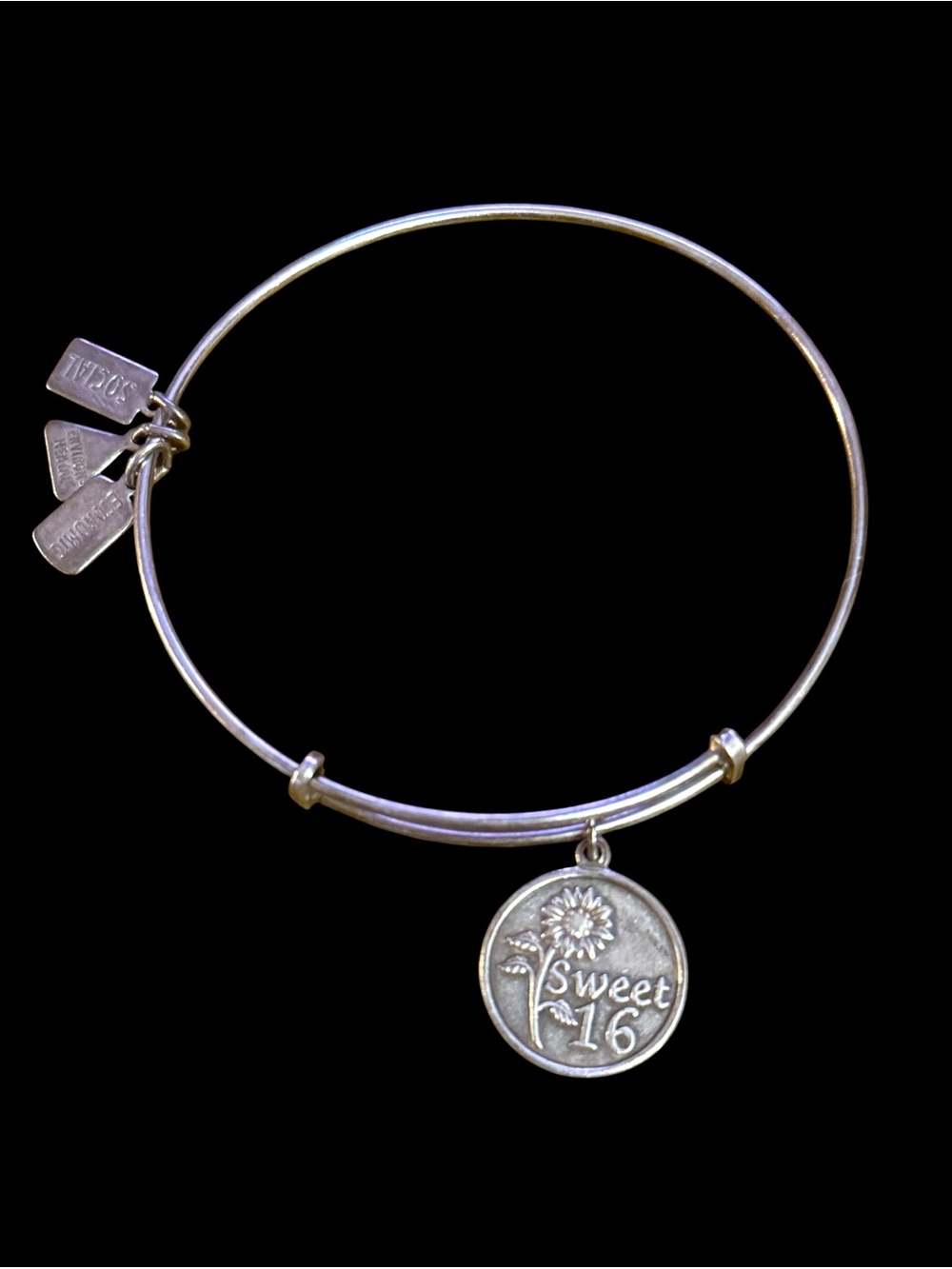 Wind & Fire rhodium silver Sweet 16 expandable charm bangle bracelet